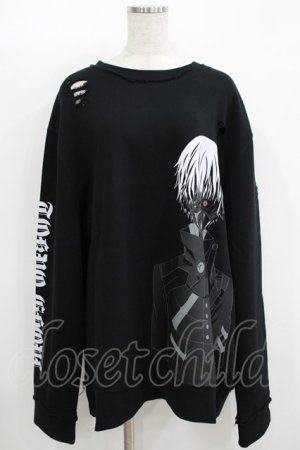 画像: QOOZA / 東京喰種×QOOZA金木研 ダメージスウェット  ブラック H-25-11-08-048-PU-TO-KB-ZH