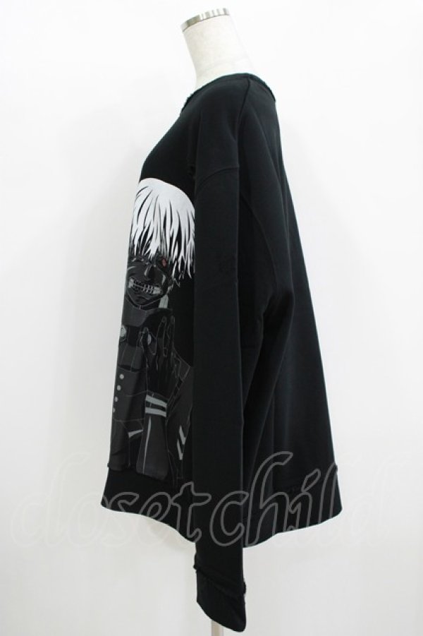 画像2: QOOZA / 東京喰種×QOOZA金木研 ダメージスウェット  ブラック H-25-11-08-048-PU-TO-KB-ZH (2)