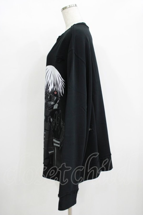 画像2: QOOZA / 東京喰種×QOOZA金木研 ダメージスウェット  ブラック H-25-11-08-049-PU-TO-KB-ZH (2)