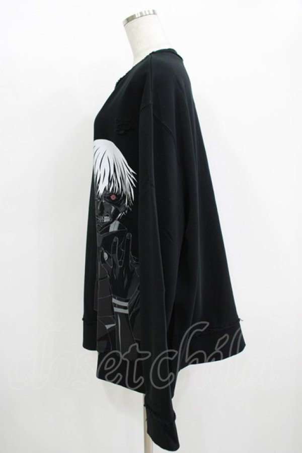 画像2: QOOZA / 東京喰種×QOOZA金木研 ダメージスウェット  ブラック H-25-11-08-050-PU-TO-KB-ZH (2)
