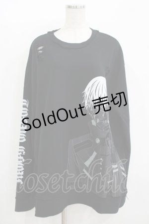 画像: QOOZA / 東京喰種×QOOZA金木研 ダメージスウェット  ブラック H-25-11-08-051-PU-TO-KB-ZI