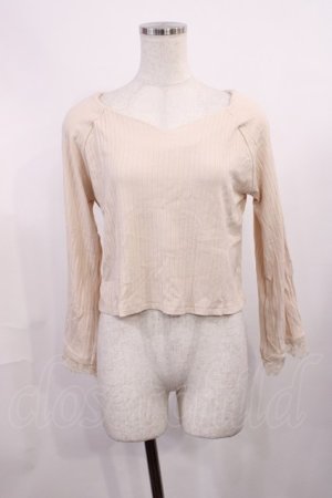 画像: an another angelus / 袖口レース使いリブカットトップス Free IVORY H-25-11-08-1015-CA-TO-NS-ZH
