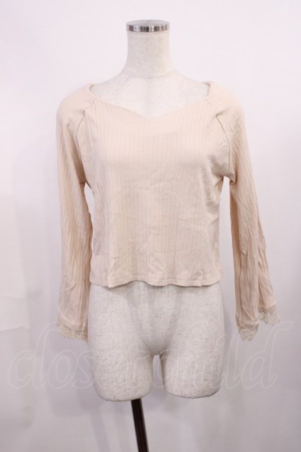 画像1: an another angelus / 袖口レース使いリブカットトップス Free IVORY H-25-11-08-1015-CA-TO-NS-ZH (1)