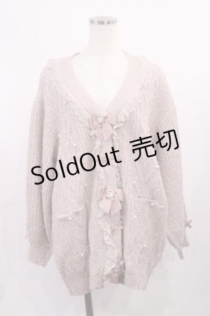 画像: LIZ LISA / ビジューリボンロングカーディガン Free ピンク H-25-11-08-1020-LO-TO-NS-ZH