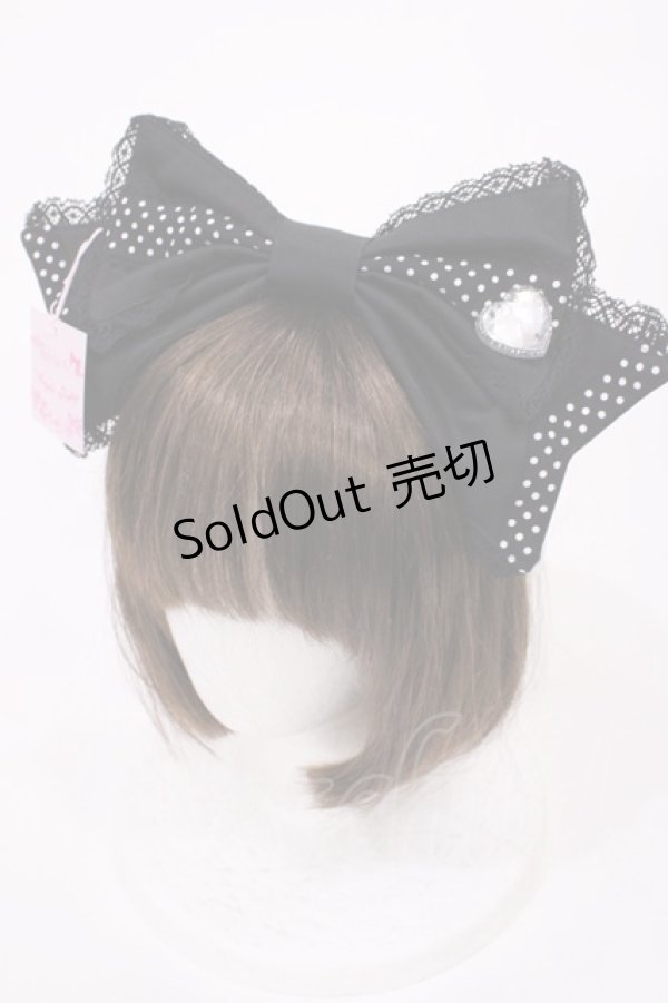 画像1: Angelic Pretty / ラブリーハートリボンカチューシャ  ブラック H-25-11-08-1041-AP-AC-NS-ZH (1)