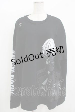 画像: QOOZA / 東京喰種×QOOZA金木研 ダメージスウェット  ブラック H-25-11-08-052-PU-TO-KB-ZI