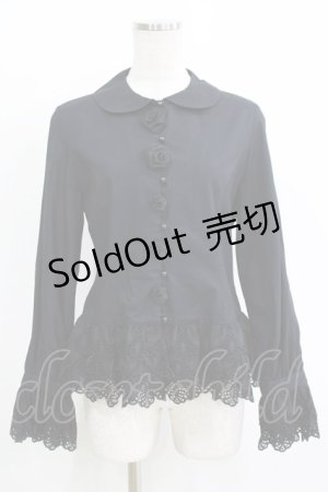画像: Moi-meme-Moitie / 巻薔薇裾レースブラウス 9 ブラック H-25-11-08-054-MO-BL-KB-ZH