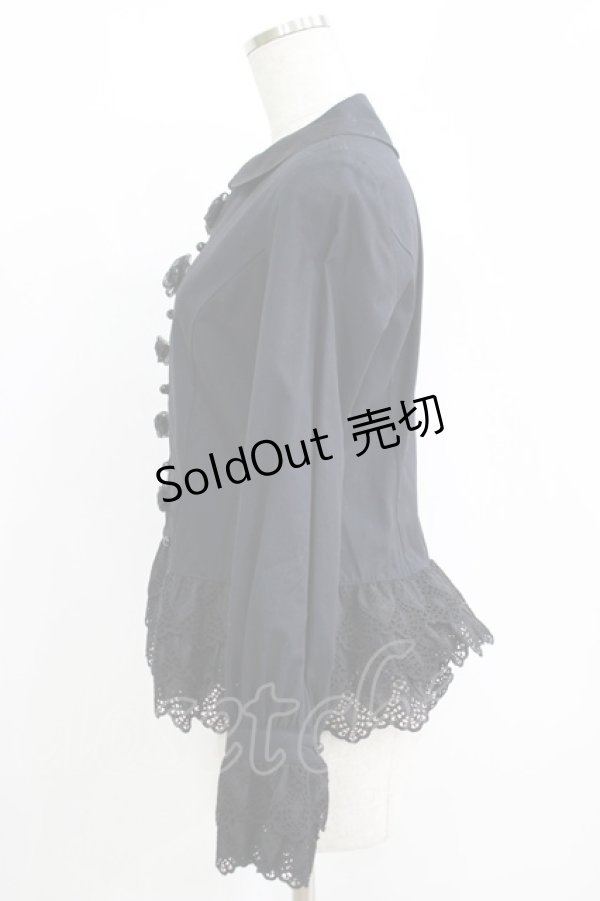 画像2: Moi-meme-Moitie / 巻薔薇裾レースブラウス 9 ブラック H-25-11-08-054-MO-BL-KB-ZH (2)