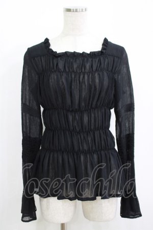 画像: Moi-meme-Moitie / シャーリングブラウス 9 ブラック H-25-11-08-055-MO-BL-KB-ZH