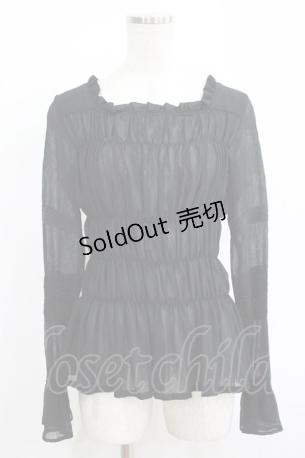 画像1: Moi-meme-Moitie / シャーリングブラウス 9 ブラック H-25-11-08-055-MO-BL-KB-ZH (1)