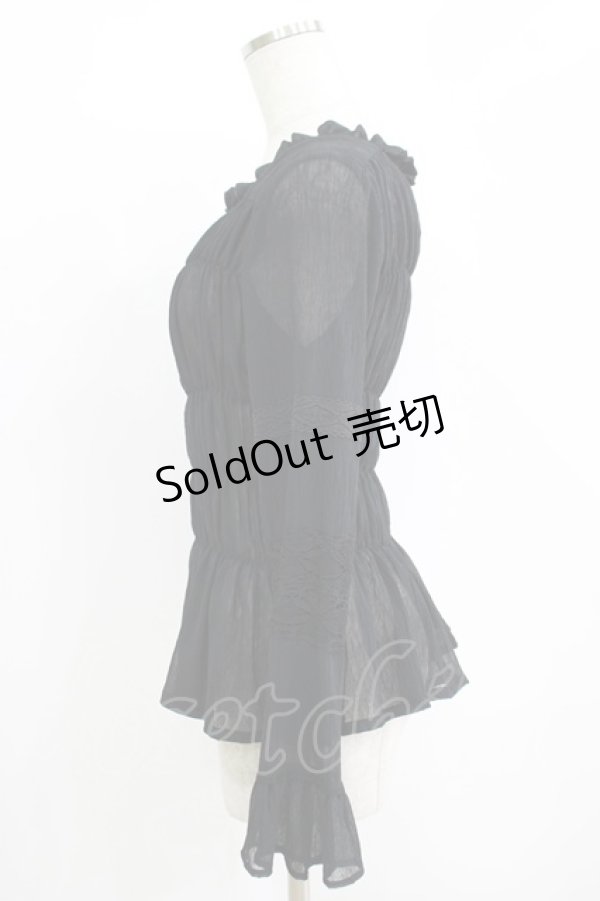 画像2: Moi-meme-Moitie / シャーリングブラウス 9 ブラック H-25-11-08-055-MO-BL-KB-ZH (2)