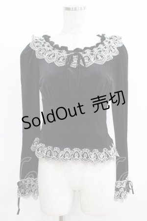 画像: Moi-meme-Moitie / 燭台レースベロアトップス 2 ブラック H-25-11-08-056-MO-TO-KB-ZH