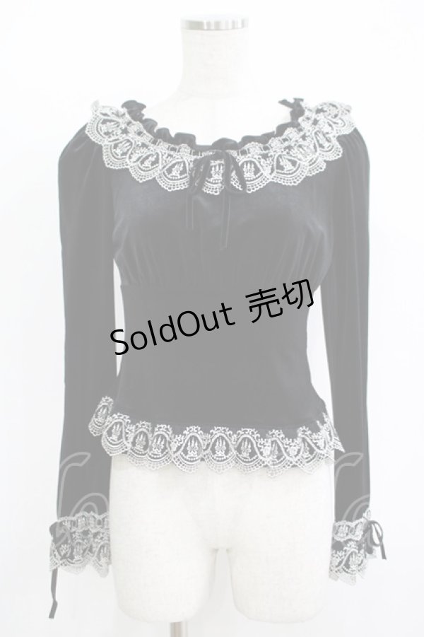 画像1: Moi-meme-Moitie / 燭台レースベロアトップス 2 ブラック H-25-11-08-056-MO-TO-KB-ZH (1)