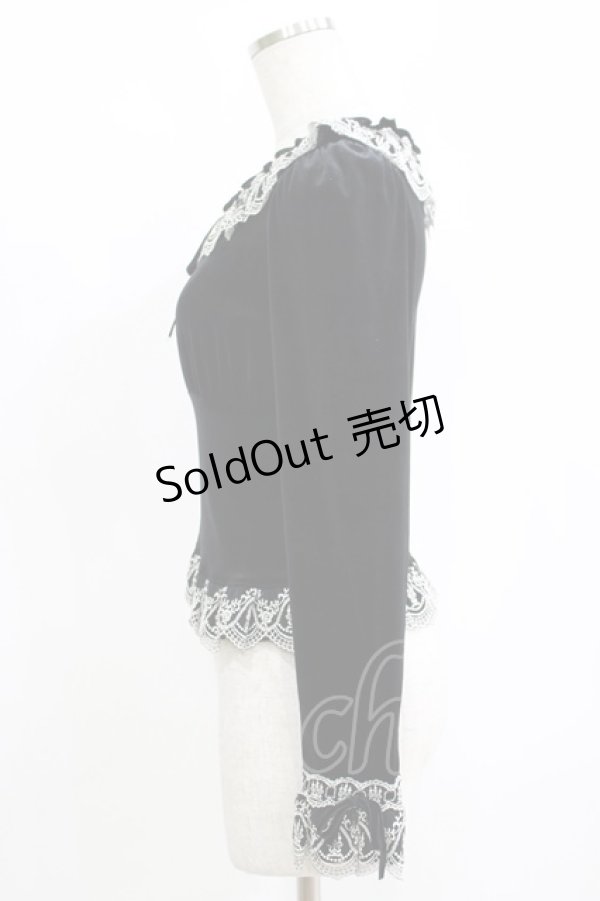 画像2: Moi-meme-Moitie / 燭台レースベロアトップス 2 ブラック H-25-11-08-056-MO-TO-KB-ZH (2)