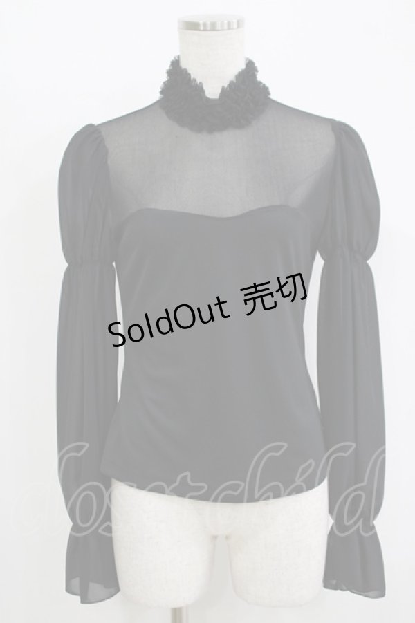 画像1: Moi-meme-Moitie / フリルハイネックカットソー 2 ブラック H-25-11-08-062-MO-TO-KB-ZH (1)