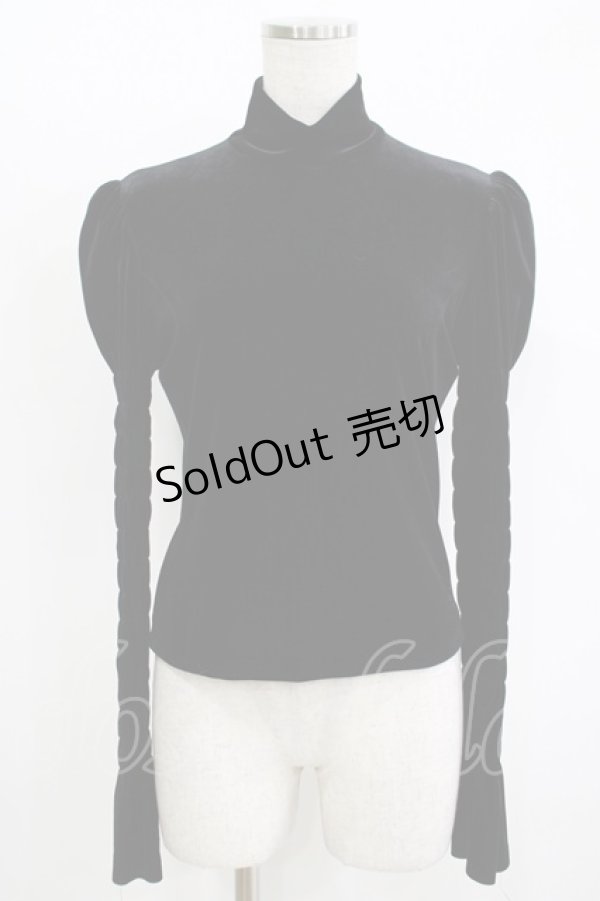 画像1: Moi-meme-Moitie / 燭台刺繍ハイネックベロアトップス  ブラック H-25-11-08-063-MO-TO-KB-ZH (1)