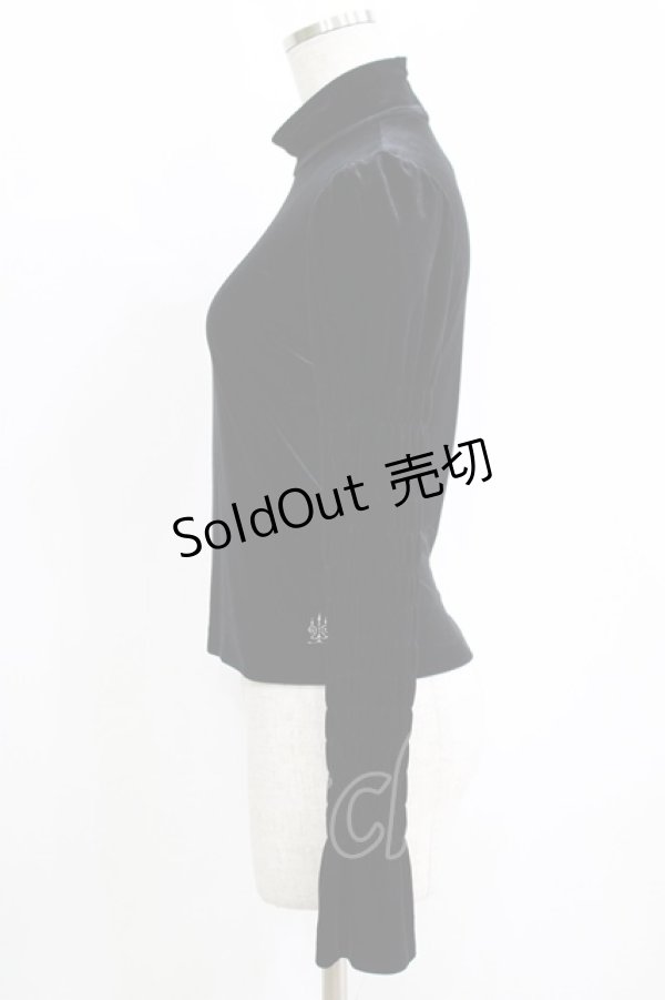 画像2: Moi-meme-Moitie / 燭台刺繍ハイネックベロアトップス  ブラック H-25-11-08-063-MO-TO-KB-ZH (2)