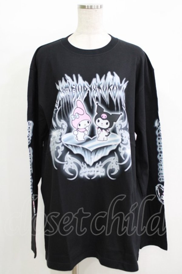 画像1: QOOZA / マイメロディ＆クロミコラボ L/S TEE  ブラック H-25-11-08-064-PU-TO-KB-ZH (1)