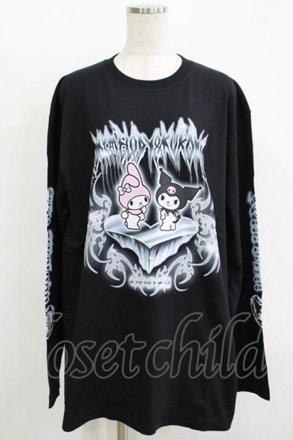 画像1: QOOZA / マイメロディ＆クロミコラボ L/S TEE  ブラック H-25-11-08-065-PU-TO-KB-ZH (1)