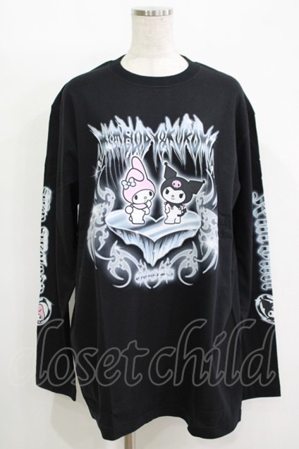 画像1: QOOZA / マイメロディ＆クロミコラボ L/S TEE  ブラック H-25-11-08-066-PU-TO-KB-ZH (1)