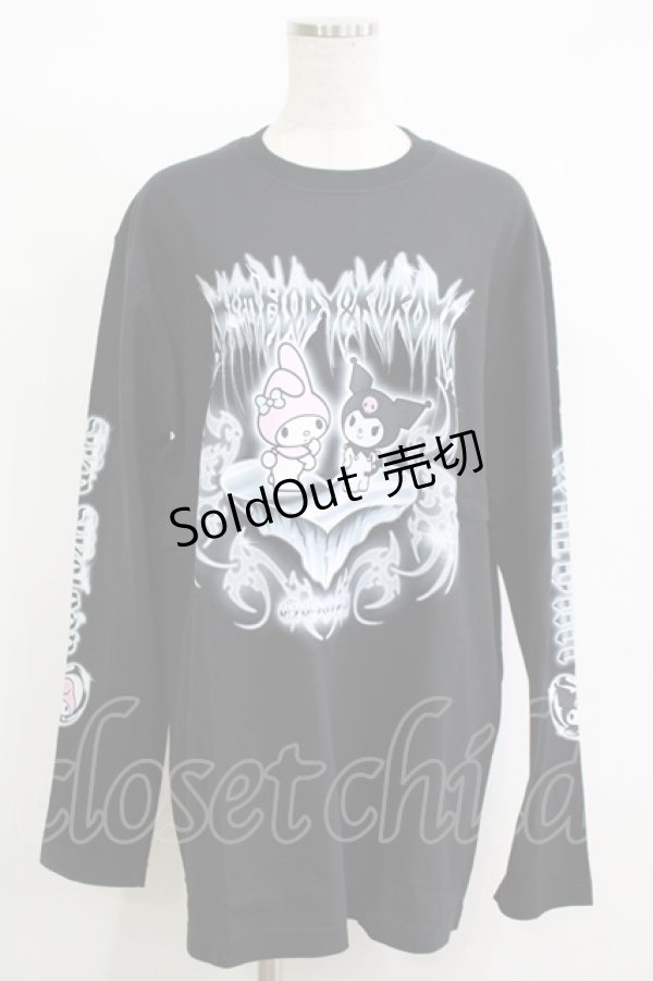 画像1: QOOZA / マイメロディ＆クロミコラボ L/S TEE  ブラック H-25-11-08-067-PU-TO-KB-ZH (1)