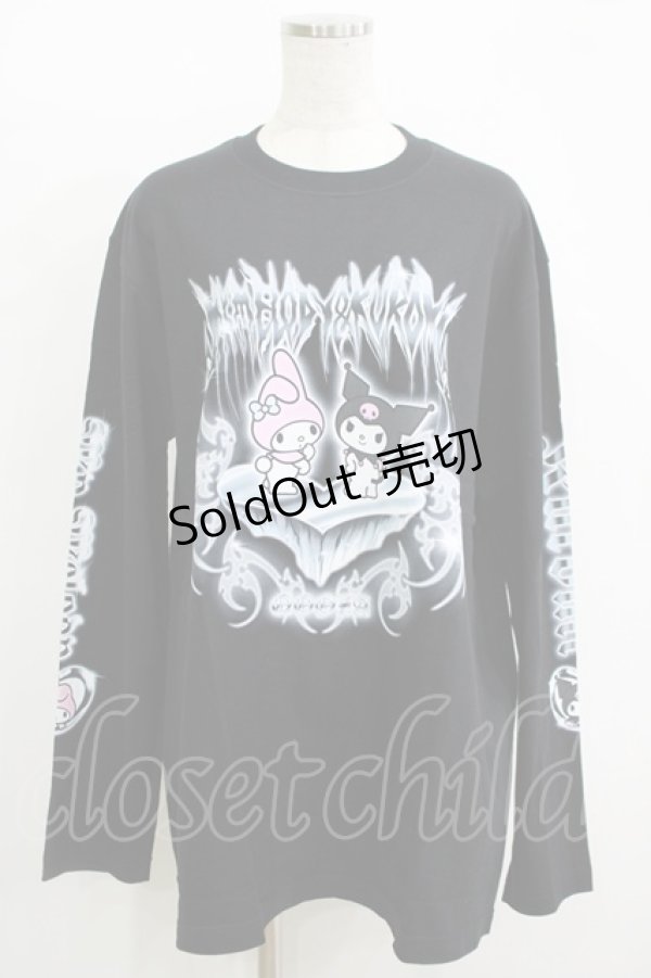画像1: QOOZA / マイメロディ＆クロミコラボ L/S TEE  ブラック H-25-11-08-068-PU-TO-KB-ZH (1)