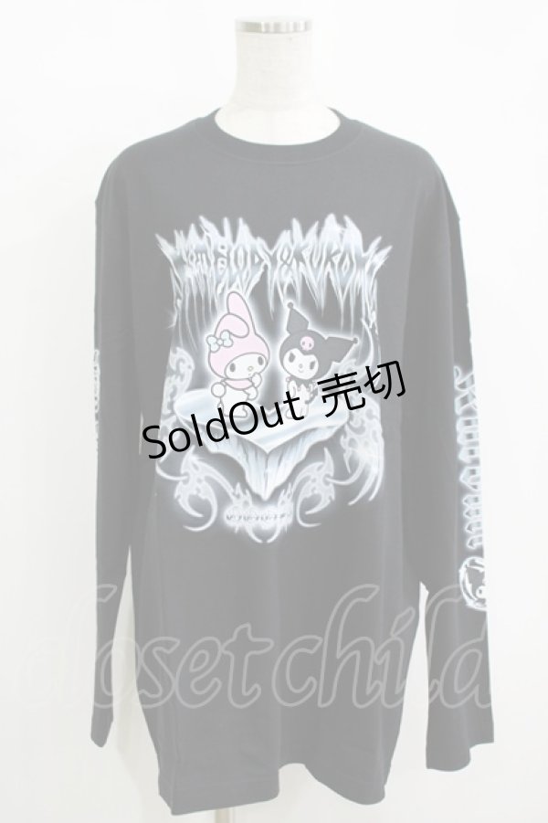 画像1: QOOZA / マイメロディ＆クロミコラボ L/S TEE  ブラック H-25-11-08-069-PU-TO-KB-ZH (1)