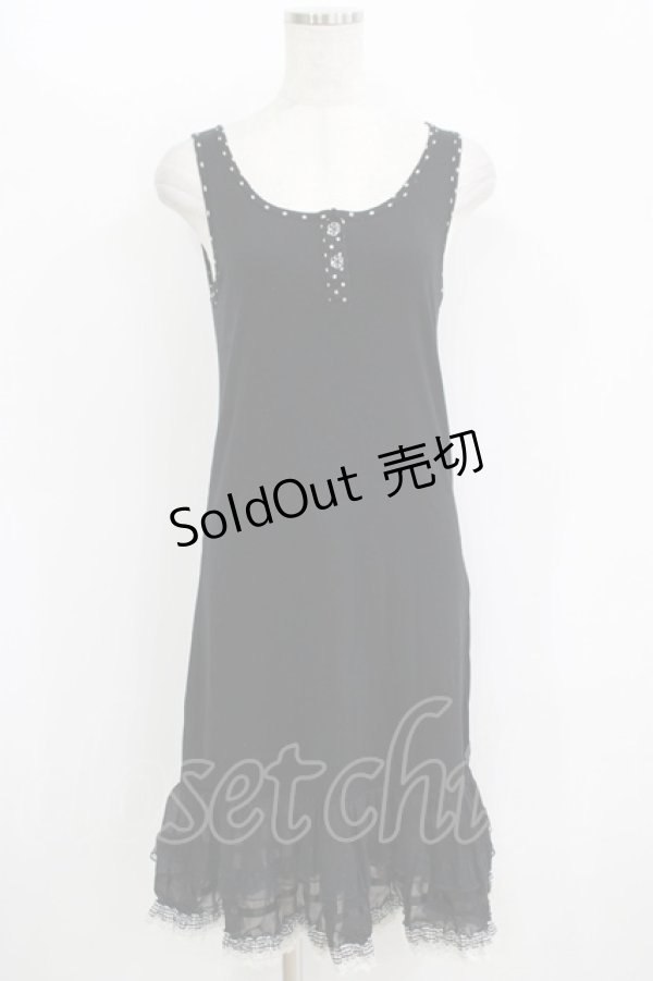 画像1: MILK / 裾フリルノースリーブワンピース  ブラック H-25-11-08-017-ML-OP-KB-ZH (1)