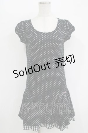画像: MILK / ドットギンガムワンピース  黒 H-25-11-08-020-ML-OP-KB-ZH