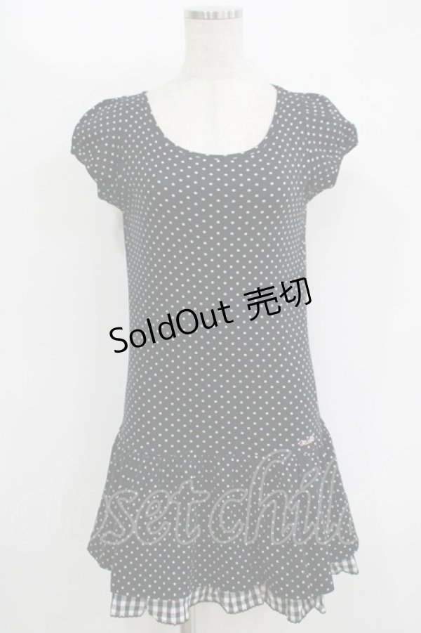 画像1: MILK / ドットギンガムワンピース  黒 H-25-11-08-020-ML-OP-KB-ZH (1)