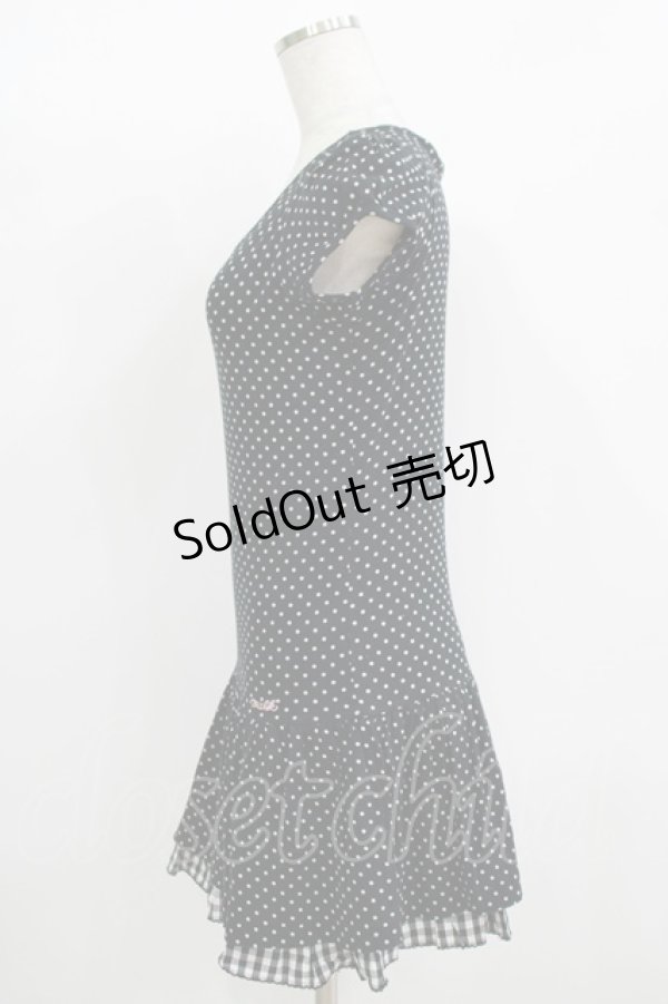 画像2: MILK / ドットギンガムワンピース  黒 H-25-11-08-020-ML-OP-KB-ZH (2)