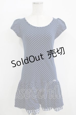 画像: 【SALE】MILK / ドットギンガムワンピース  ネイビー H-25-11-08-021-ML-OP-KB-ZT483
