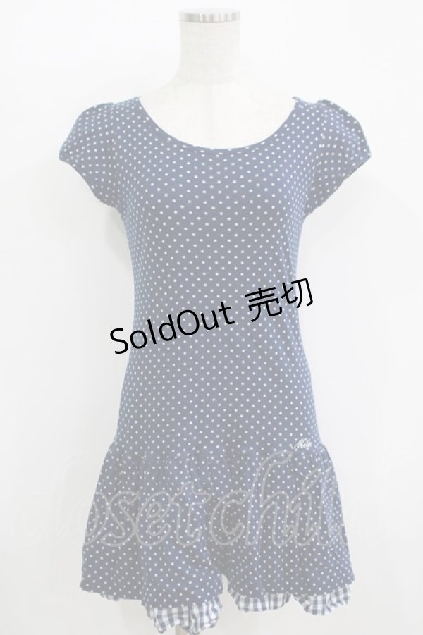 画像1: 【SALE】MILK / ドットギンガムワンピース  ネイビー H-25-11-08-021-ML-OP-KB-ZT483 (1)