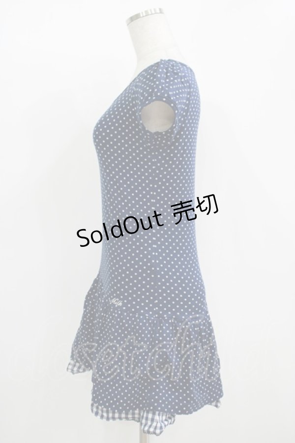 画像2: 【SALE】MILK / ドットギンガムワンピース  ネイビー H-25-11-08-021-ML-OP-KB-ZT483 (2)