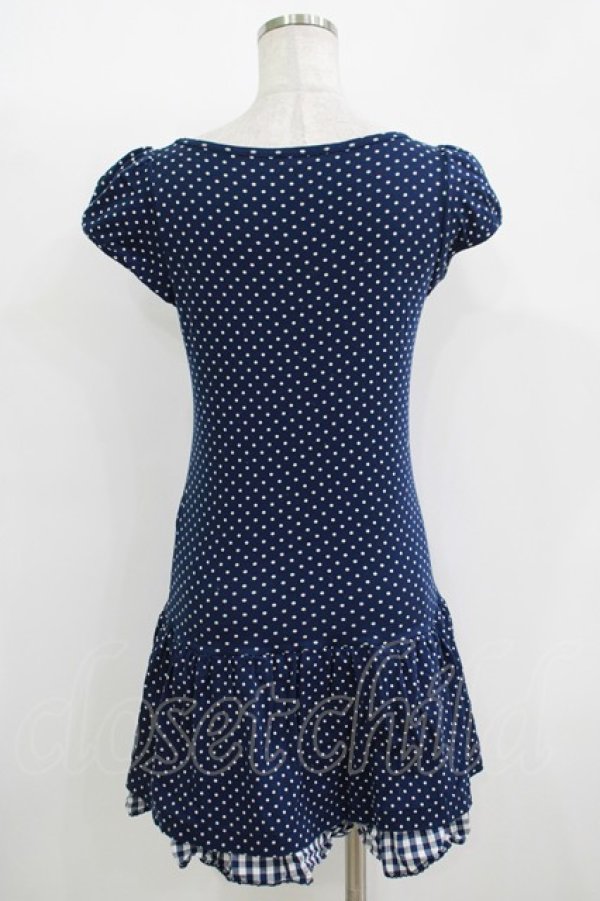 画像3: MILK / ドットギンガムワンピース  ネイビー H-25-11-08-021-ML-OP-KB-ZT483 (3)