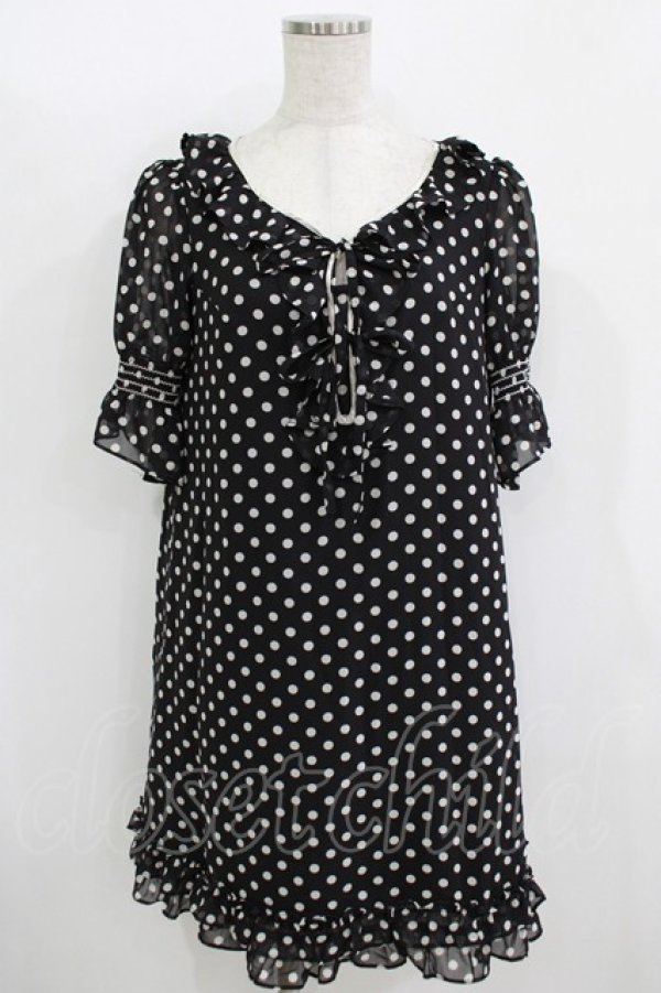 画像1: MILK / シャーリングドットdress  ブラック H-25-11-08-022-ML-OP-KB-ZH (1)