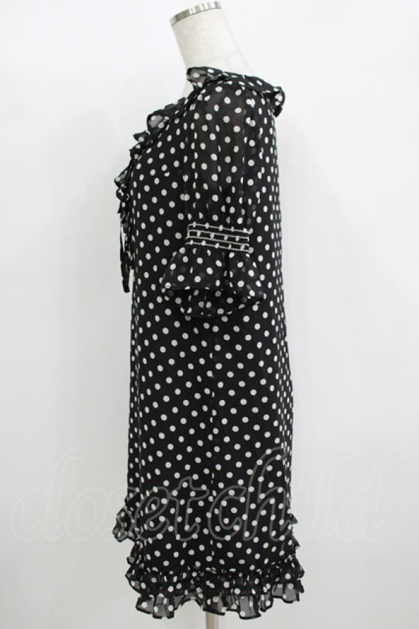 画像2: MILK / シャーリングドットdress  ブラック H-25-11-08-022-ML-OP-KB-ZH (2)