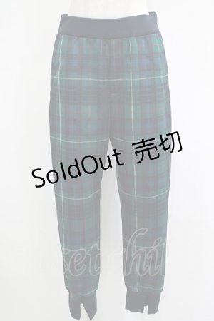 画像: Jane Marple Dans Le Salon / ジャガードタータンチェックトラックパンツ  グリーン×ネイビー H-25-11-09-1040-JM-PA-KB-ZH