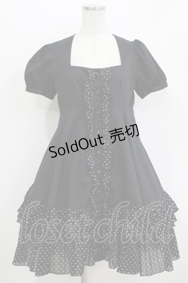 画像1: PEACE NOW / ドットフリルパフワンピース M 黒 H-25-11-09-1004-PU-OP-KB-ZH (1)