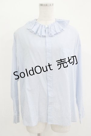 画像: Jane Marple / ギャザーカラーストライプブラウス  サックス H-25-11-09-1042-JM-BL-KB-ZH