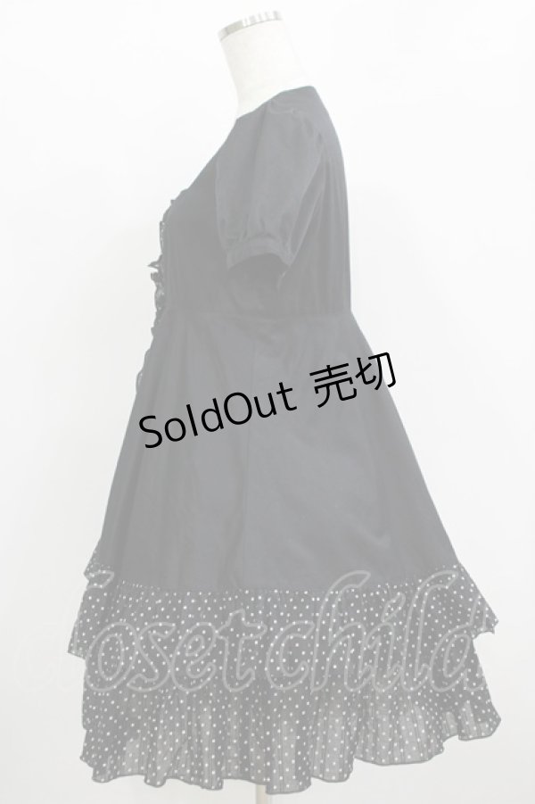 画像2: PEACE NOW / ドットフリルパフワンピース M 黒 H-25-11-09-1004-PU-OP-KB-ZH (2)