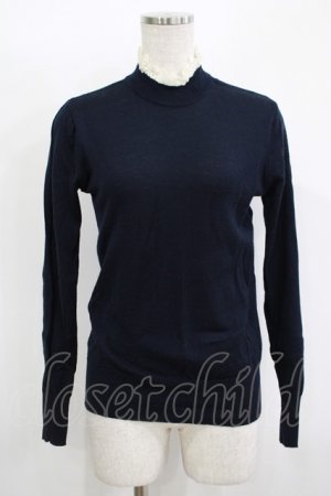 画像: Jane Marple / レースハイネックニット  ネイビー H-25-11-09-1044-JM-TO-KB-ZH