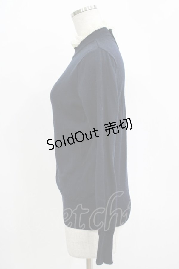 画像2: Jane Marple / レースハイネックニット  ネイビー H-25-11-09-1044-JM-TO-KB-ZH (2)