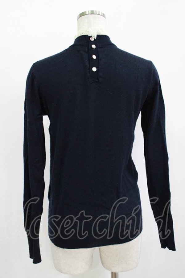 画像3: Jane Marple / レースハイネックニット  ネイビー H-25-11-09-1044-JM-TO-KB-ZH (3)