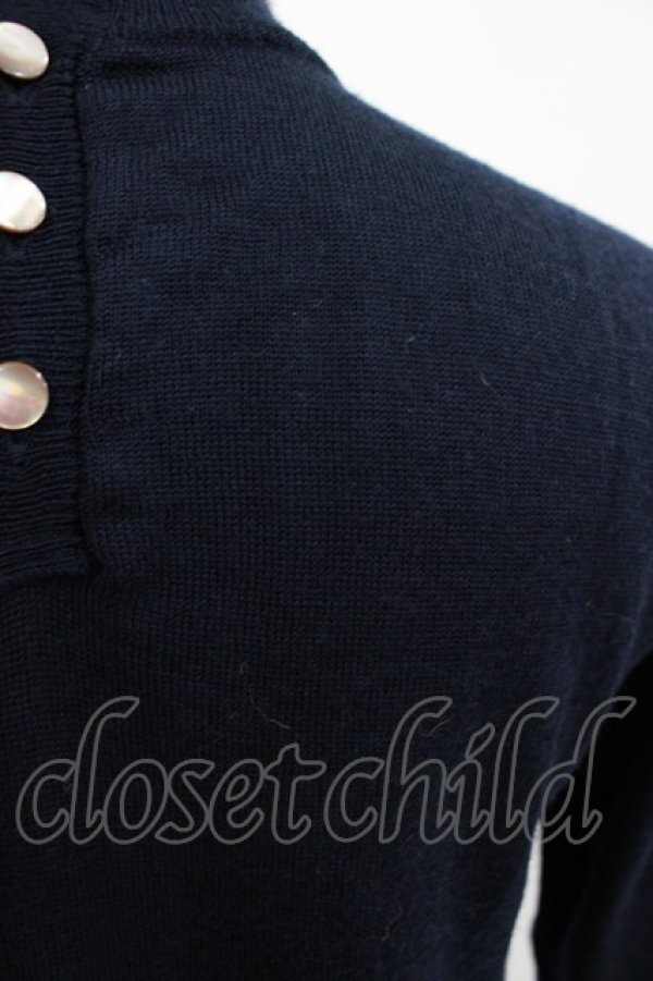 画像4: Jane Marple / レースハイネックニット  ネイビー H-25-11-09-1044-JM-TO-KB-ZH (4)