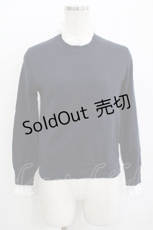 画像: Jane Marple Dans Le Salon / プリーツフリルニット  ネイビー×ホワイト H-25-11-09-1045-JM-TO-KB-ZH