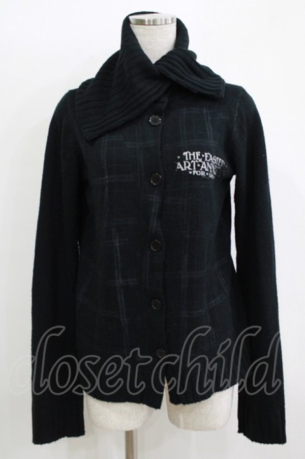 画像1: h.ANARCHY / チェックプリントニットカーディガン  ブラック H-25-11-09-1047-HN-TO-KB-ZH (1)