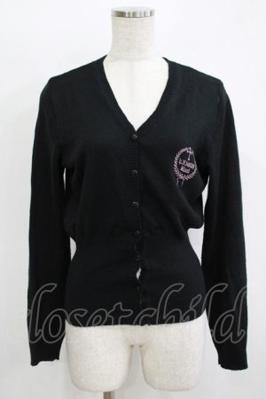画像: h.naoto Blood / ロゴ刺繍ニットカーディガン  ブラック H-25-11-09-1048-HN-TO-KB-ZH