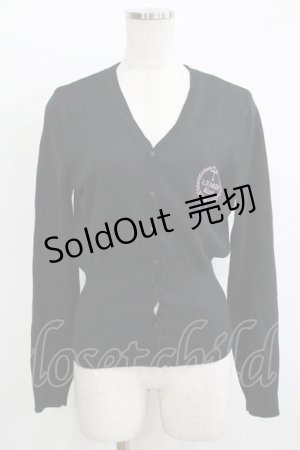 画像: h.naoto Blood / ロゴ刺繍ニットカーディガン  ブラック H-25-11-09-1048-HN-TO-KB-ZH