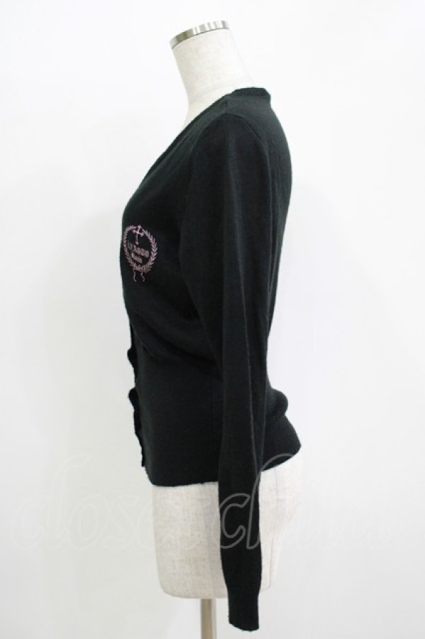 画像2: h.naoto Blood / ロゴ刺繍ニットカーディガン  ブラック H-25-11-09-1048-HN-TO-KB-ZH (2)
